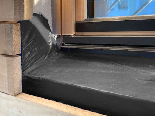 Photo d'application: Ampacoll Sillskin black, ruban en caoutchouc butyl pour couvertine et appuis de fenêtre