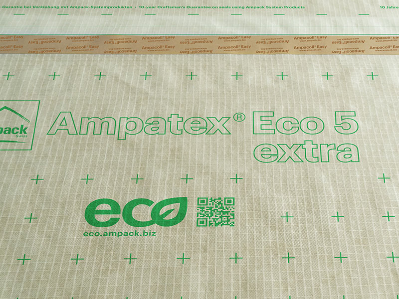 Anwendungsfoto: Ampatex Eco 5 extra, nachhaltige Dampfbremse und Luftdichtung
