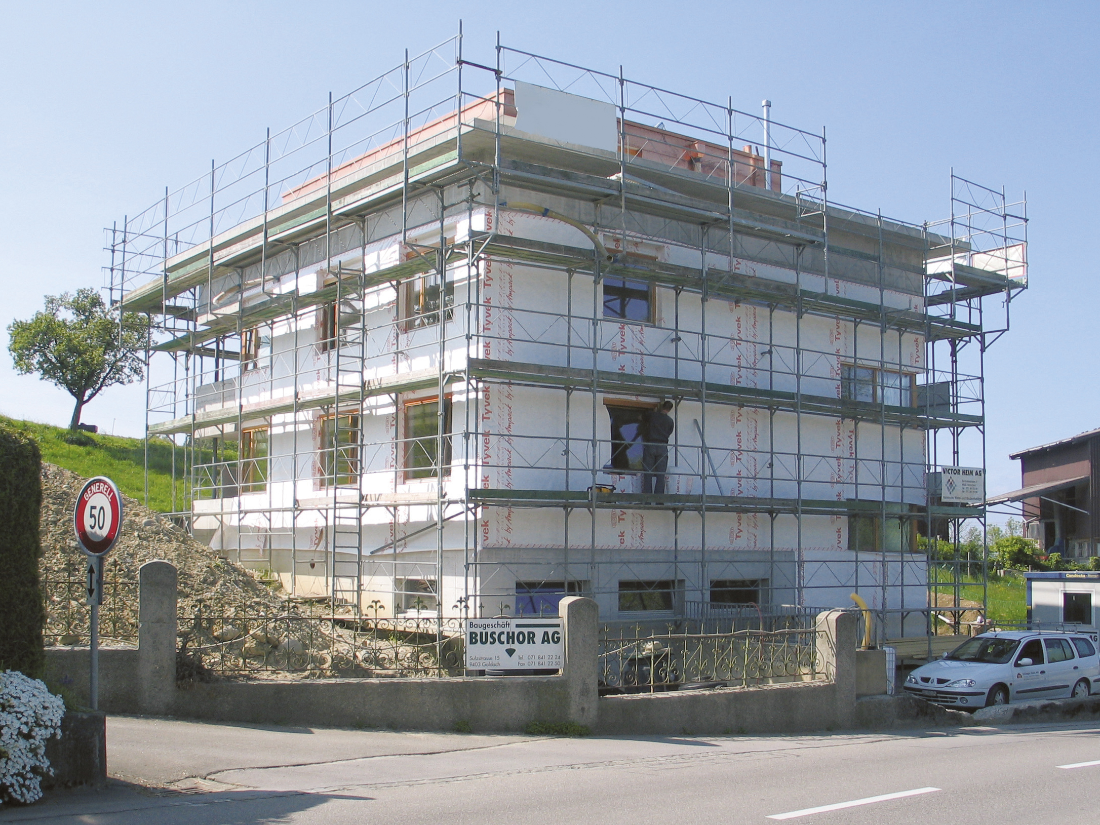 Anwendungsfoto: Tyvek H1, Winddichtung für geschlossene Fassaden